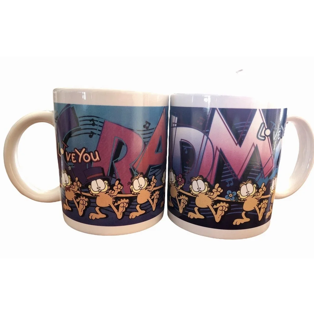 Garfield GRANDMA GRANDPA LOVE YOU Ceramic CUPS Mugs 1998 Vtg Gift‎ Y2K